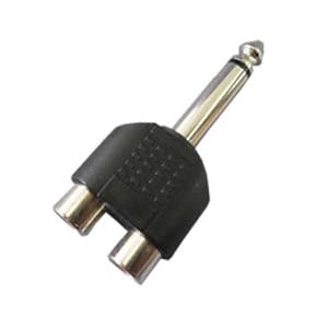 【クリックで詳細表示】[フジパーツ] ピンプラグ(RCA)×2(赤白)⇒モノラル標準プラグ(フォーン)プラグ φ6.3mmに変換