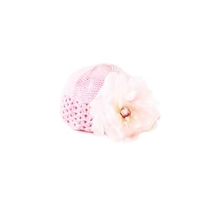 【クリックで詳細表示】BABYDECO コサージュ付きクロシェハット (ベビーピンク×ライトピンクフラワー) bdc0001-04： ベビー＆マタニティ