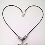 Black Coated Cord with Metal Base Pendant and beads Fashion Necklace