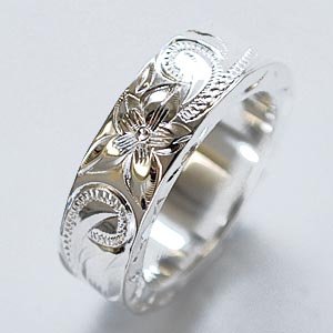  フラット・リング★手彫りが人気のリング【ハワイアンジュエリー★BYTHESEAバイザシー・ハワジュHawaiian Jewelry】