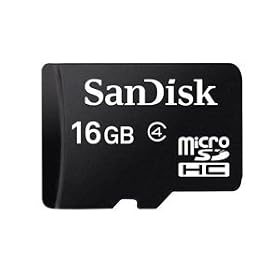 Sandisk microSDHC 16GB Class4 SD�ϊ��A�_�v�^�[�t�� �T���f�B�X�N �o���N�i