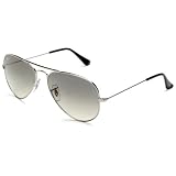 Ray-Ban RB3025 Aviator Sunglasses,Shiny Silver Frame/Gradient Lens,55 mm