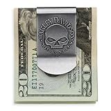  Harley Davidson Men's Skull Money Clip. Nickel finish spring clip, worn skull graphic. 99453-06V