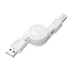 【クリックで詳細表示】SANWA SUPPLY 巻き取りUSB2.0モバイルケーブル ホワイト 0.1-0.8m KU-M08W