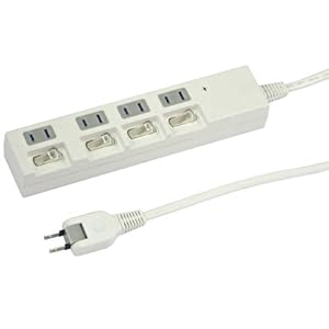 【クリックで詳細表示】ヤザワ 個別スイッチ付節電タップ4個口2m白 HBKS442WH
