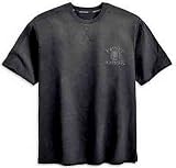  Harley Davidson Men's Short Sleeve Black on Black Skull Tee. Embroidered graphics. 99045-09VM