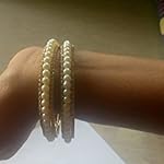 Gold Brass Base Metal Pearl Fashion Bangle Set of 2