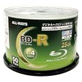 ALLWAYS�@�^��pBD-R 25GB 4�{���Ή� �z���C�g�v�����^�u�� �X�s���h���P�[�X 50���@ABR25-4X50PW
