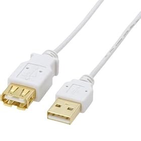 ELECOM USB2.0�����P�[�u�� A-A���X�^�C�v �ɍ� 2m �z���C�g U2C-EX20WH