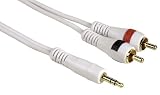  DURAGADGET Pure HQ OFC 3.5mm Stereo Jack to 2 RCA Phono Plugs Cable Gold 2m for Creative T100 TX TX FM USB 2.0