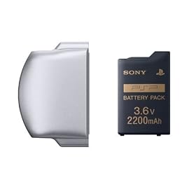 �o�b�e���[�p�b�N(2200mAh) PSP-2000/3000�V���[�Y�p�o�b�e���[�J�o�[(�~�X�e�B�b�N�E�V���o�[)�t��