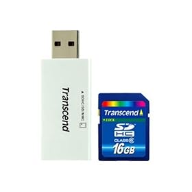 Transcend SDHC�J�[�h Class6 16GB �J�[�h���[�_�[�t TS16GSDHC6-S5W