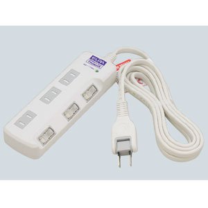 【クリックで詳細表示】ELPA スイッチ付サージタップ 3P5M WBS-N305B(W)