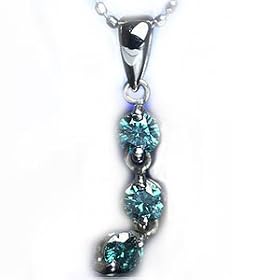 K18WG 0.3ct�u���[�_�C�� �X���[�X�g�[���y���_���g�l�b�N���X[�Ӓ菑�t��]