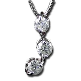 K18WG�@�h���3�X�g�[���@�_�C���@0.2ct�@�X���[�X�g�[���@�y���_���g�l�b�N���X�@�y�M�t�gBOX�^�ۏ؏��t�z