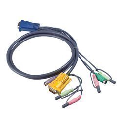 【クリックで詳細表示】ハイパーツールズ ATEN PS/2対応KVMケーブル 1.2M (SPHD15⇔DSUB15・PS/2・AUDIO) 2L-5301P