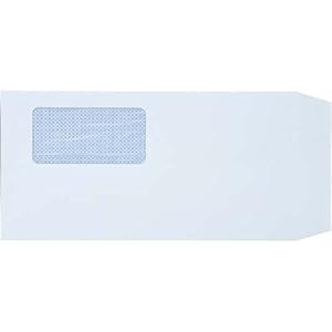 【クリックで詳細表示】キングコーポレション 地紋入窓付封筒テープ付 長3 ブルー 100枚入