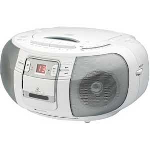 【クリックで詳細表示】小泉成器 わかりやすい日本語表示 CDステレオラジカセ ホワイト SAD-4926/W