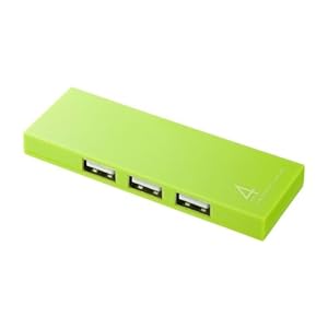 【クリックで詳細表示】SANWA SUPPLY 磁石付スリム4ポートUSB2.0ハブ(グリーン) USB-HUM410G