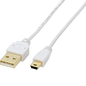 【クリックで詳細表示】ELECOM USB2.0ケーブル A-miniBタイプ 極細 0.5m ホワイト U2C-MX05WH