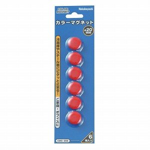 【クリックで詳細表示】ナカバヤシ カラーマグネット 直径20mm・6個入り レッド CMG-206-R