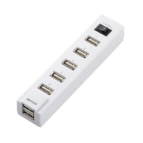 iBUFFALO USB2.0Hub �o�X�p���[ 7�|�[�g �d���W���X�C�b�`�t �z���C�g BSH7U02WH