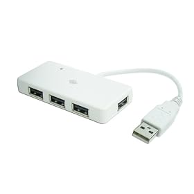PLANEX iPhone 4�Ή�USB2.0/1.1 4�|�[�g+�[�d1�|�[�gUSB�n�u(�o�X�p���[�E�z���C�g)PL-UH0401W