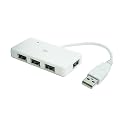 PLANEX iPhone 4�Ή�USB2.0/1.1 4�|�[�g+�[�d1�|�[�gUSB�n�u(�o�X�p���[�E�z���C�g)PL-UH0401W
