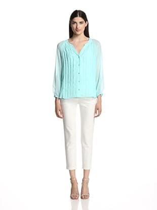 Calvin Klein Women's Pintuck Poet Blouse (Aqua)