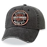  Harley Davidson Men's Genuine Oil Patch Cap / Hat. 100% washed cotton. Frayed and distressed bill.
