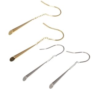 【クリックで詳細表示】斜めにカットされた円錐バーが揺れる！フィッシャーアメリカンピアス！【日本製ゴールド