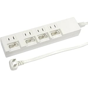 【クリックでお店のこの商品のページへ】ヤザワ ELP個別スイッチ付節電タップ4個口2m白 H442WH