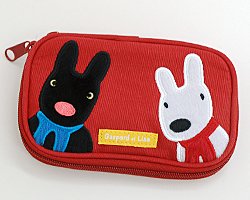  リサとガスパール　デジタルマルチポーチ　レッド（フェイス柄）