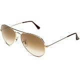 Ray-Ban RB3025 Aviator Sunglasses,Gold Frame/Brown Fade Gradient Lens,58 mm