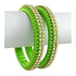 Green Fabric Fashion Bangle Set of 2