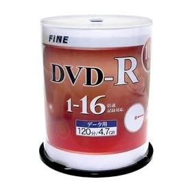 FINE DVD-R 4.7GB 1-16�{���Ή� 100�� �f�[�^�E�A�i���O�f���̃p�\�R���ł̋L�^�p�E�X�s���h���P�[�X����E�C���N�W�F�b�g�v�����^�ł̃��C�h����\ FIDR47-16X100PW