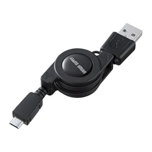 【クリックでお店のこの商品のページへ】SANWA SUPPLY 巻き取りUSB2.0モバイルケーブル ブラック 0.1m-0.8m KU-M08MCBBK