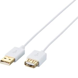 【クリックで詳細表示】ELECOM USB2.0ケーブル for Apple A-Aメスタイプ 極細 2m ホワイト U2C-AP-EX20WH