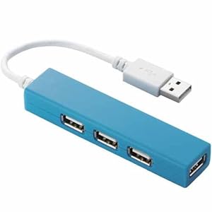 【クリックで詳細表示】ELECOM USB2.0HUB カラフル バスパワー 4ポート 9cm ブルー U2H-SS4BBU