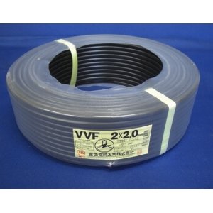 【クリックで詳細表示】富士電線 カラーVVFケーブル 2.0mm×2心×100m巻 (黒) VVF2.0mm×2C×100mクロ