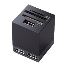ELECOM ���������[�_���C�^ USB�n�u�t �c�^ SD+MS�Ή� �u���b�N MR-C26BK