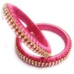 Pink Colour Fabric Fashion Bangle Set of 2