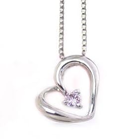 K18WG 0.02ct�s���N�_�C�������h�n�[�g�l�b�N���X[�~�j�ӕʃJ�[�h�t��/DIVA�u�����h�J�[�h�t��]