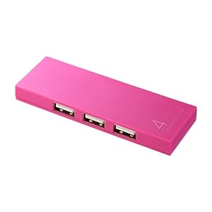 【クリックで詳細表示】SANWA SUPPLY 磁石付スリム4ポートUSB2.0ハブ(ピンク) USB-HUM410P