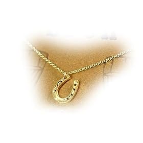 �V��E�h�M���[�h�W���G���[�l�b�N���X�i�n�����^�[�R�C�Y�j�yDOGEARED�zTiny Horseshoe w/ Turquoise Gold Dipped on Silver Necklace