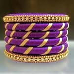 Purple Fabric Fashion Bangle Set of 6