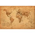 �A���e�B�[�N �X�^�C�� ���E�n�}�@WORLD MAP antique style �|�X�^�[ [�������ၕ�z�r�[]