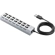 ELECOM USB2.0HUB �ʃX�C�b�`�t �Z���t�p���[ 7�|�[�g 2m �V���o�[ U2H-TZS720SSV