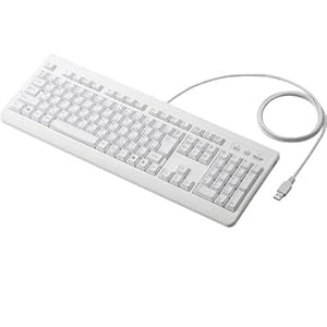 【クリックで詳細表示】ELECOM メンブレン式キーボード 109キー USB スタンダードサイズ USB HUB付 ホワイト TK-FCM010WH