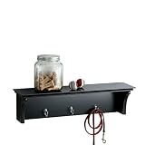  Wall Shelf with Hooks - Black
